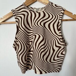Ardene Brown and Cream Swirl Crop Top